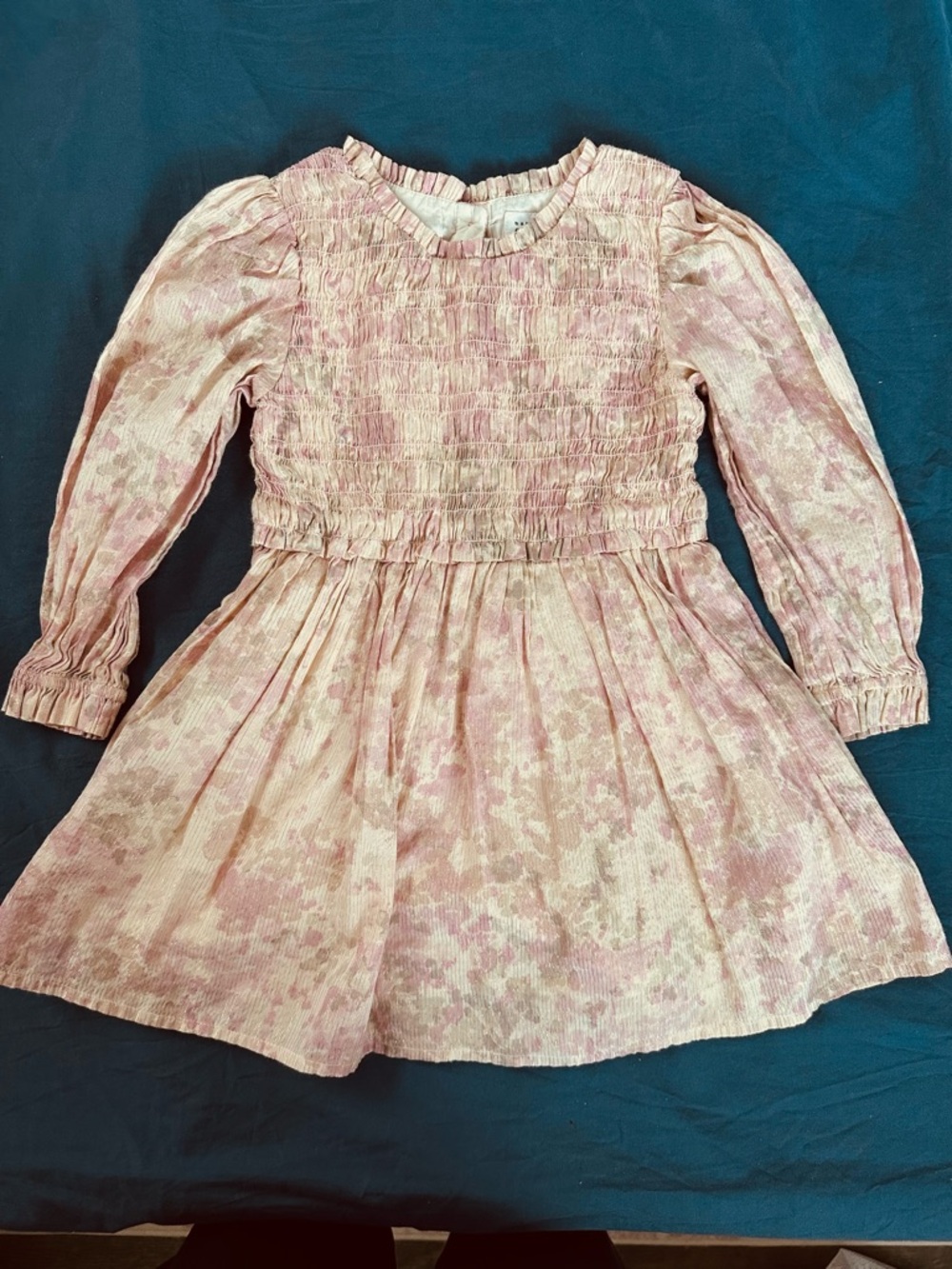 GAP Pink Smocked Long-Sleeve Floral Dress-3T